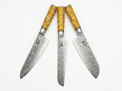 Set 3 Couteaux japonais Kinari - Santoku , Chef , Couteau à Pain